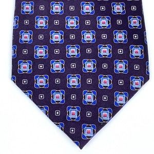 Jos A Bank Tie 100% Silk Purple Blue Pink Geometric Office Business Mens Necktie